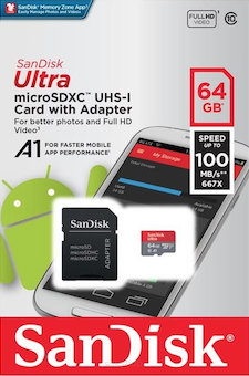 Karta micro SD 64GB SanDisk + adapter