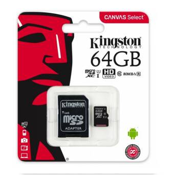 Karta micro SD 64GB Kingston + adapter
